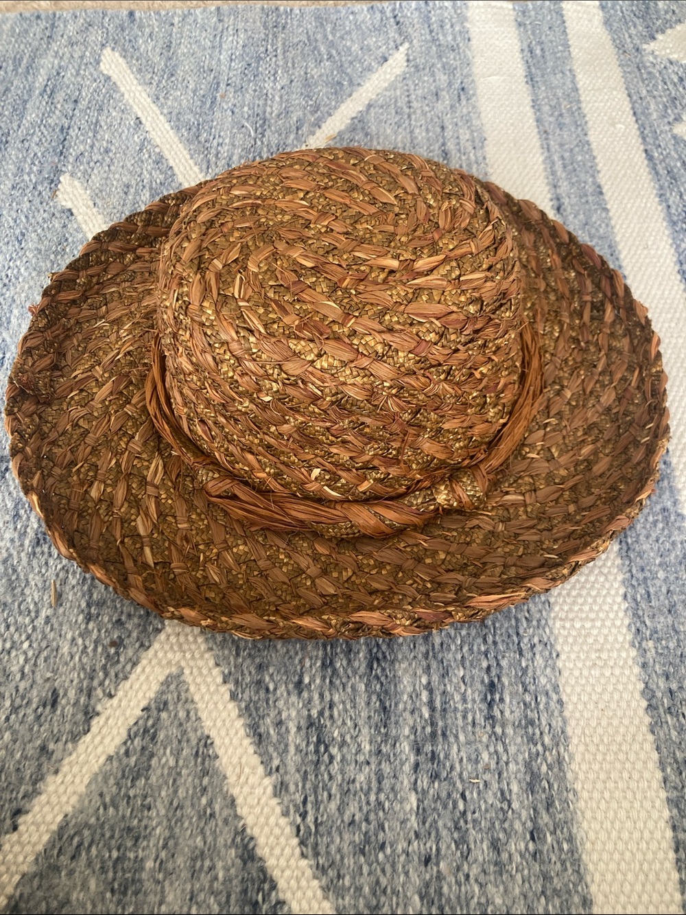 Vintage Braided Straw Sun Hat in Brown